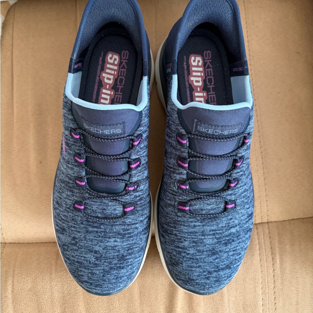 Skechers Navy and Magenta Slip-On Shoes